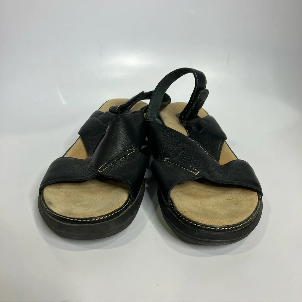 Rockport‎ black leather cross cross sandals adjustable back strap women’s size 7